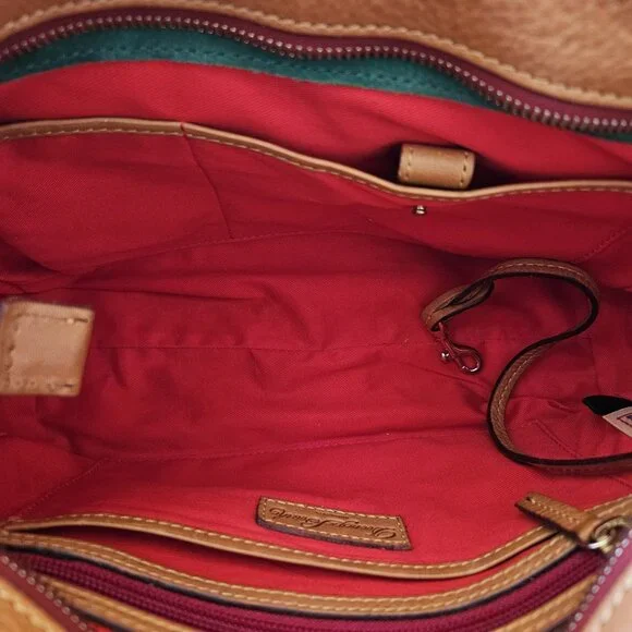 Dooney & Bourke Medium Pocket Satchel Tan Leather Tassel Bag Crossbody 8L977 - Picture 8 of 16